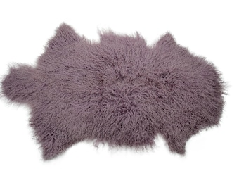 Alfombra auténtica de piel de cordero tibetano/mongol - Morado