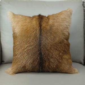 Funda de almohada decorativa de piel de cabra auténtica - Cojín decorativo de lujo de 45 x 45 cm