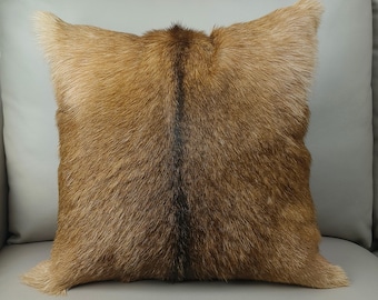 Genuine Goat Fur Accent Pillow Cover - 18"x18" Luxury Decorative Cushion