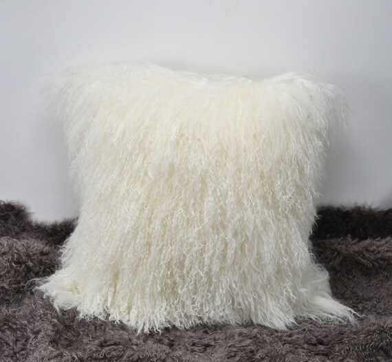 24x 24 Tibetan Lamb Fur Pillow Cover Mongolian Sheepskin Pillow Cushion Natural White 24x 24 60cmx60cm Etsy