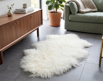 Alfombra de piel de cordero mongol de lujo y suave / Elemento decorativo natural para el hogar / Varios colores