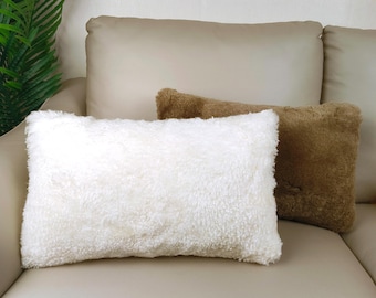 Shearling Wool Pillow Cover: Double-Sided Fur, 12"x20"