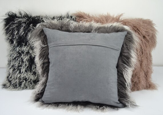 Mongolian Lamb 24x24 Extra Large Decorative Fur Pillow