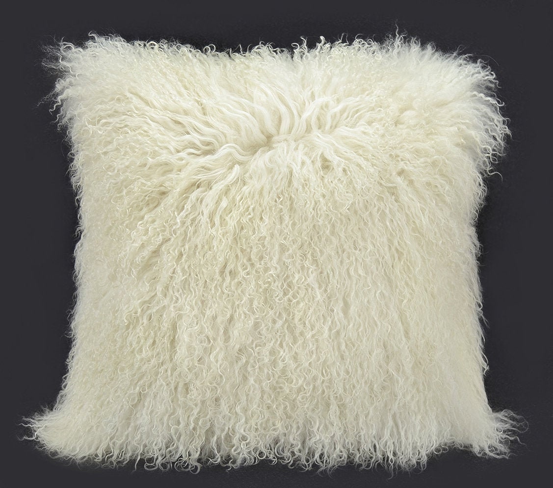 Mongolian Lamb 24x24 Extra Large Decorative Fur Pillow