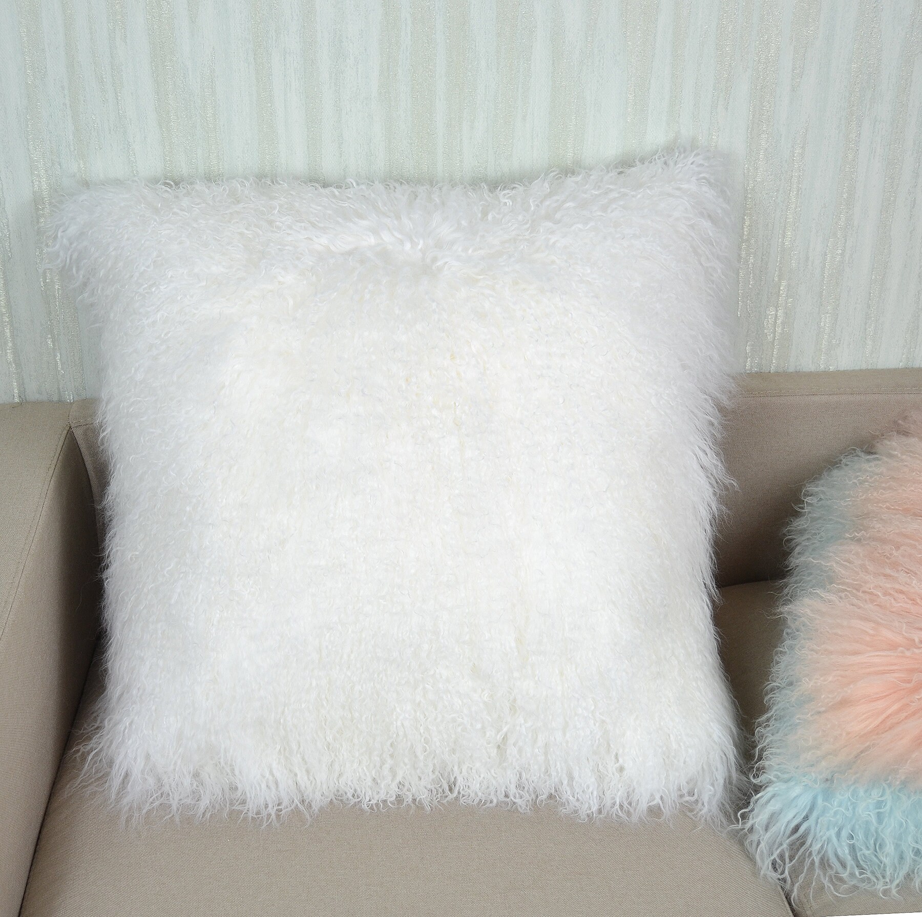 Tibetan Lamb Fur Pillow Cover Mongolian Sheepskin Pillow Etsy