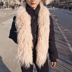Real Tibetan / Mongolian lamb fur Scarf - Dusty Pink  55&quot; long