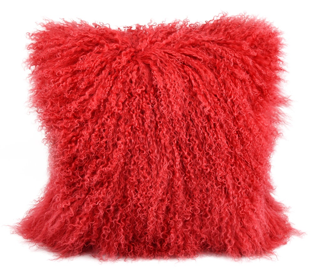 Tibetan lamb fur pillow Cover Mongolian sheepskin pillow Etsy