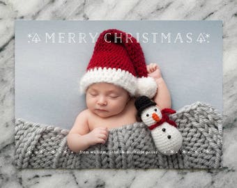 Christmas Photo Card, Merry and Bright