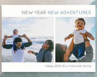 Neues Jahr, neue Abenteuer - Feiertags-Familienfotokarte