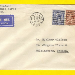 1934 UK GB Sg 441/Sg 443 George V Postal Cover Hull Yorkshire Cancel..