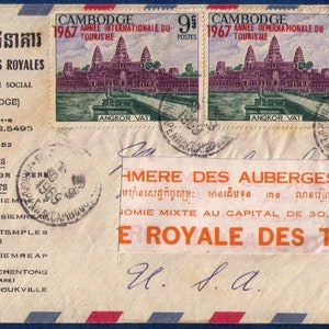 Camboya 1969 Cover Sc 174/Sc 198 Phnom Penh 30.9.1969.Addressed removed W/Societe Khmer Letterhead Inside.