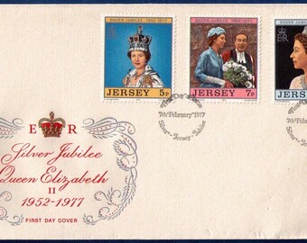 Jersey 1977 FDC Cover Silver Jubilee Queen Elizabeth II Jersey Sc 168-170..