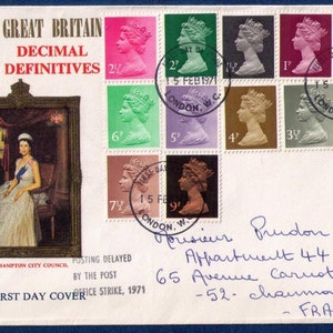1971 FDC - Queen Elizabeth - Decimal Multi Stamped Cover Cancelled 15-2-71