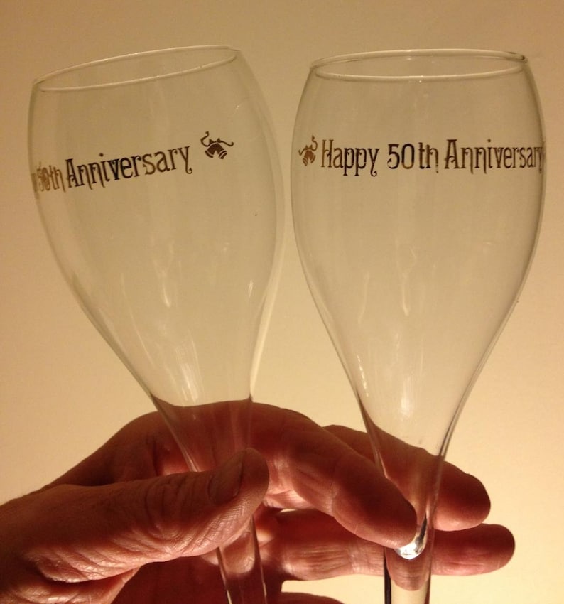 Wine Glasses 50th Anniversary Set 8.5 Tall x 3w Perfect With No chips No cracks Pristine /& Crystal Clear!!