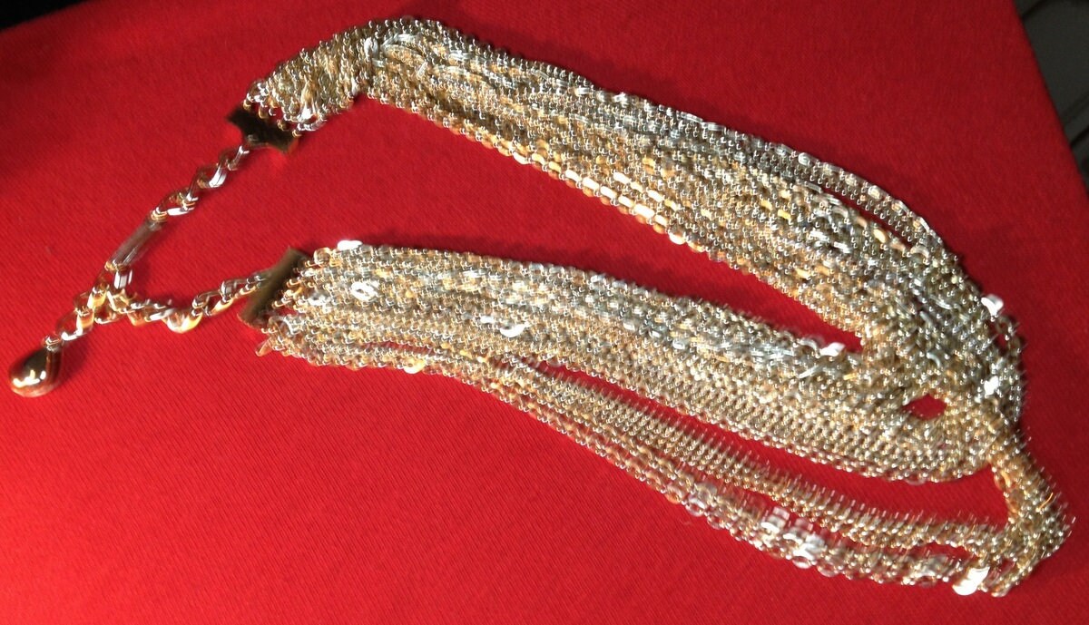 Vintage 11 Gold Chain Costume Jewels Eight Strands Connected Gold Ball at Clasp Etsy