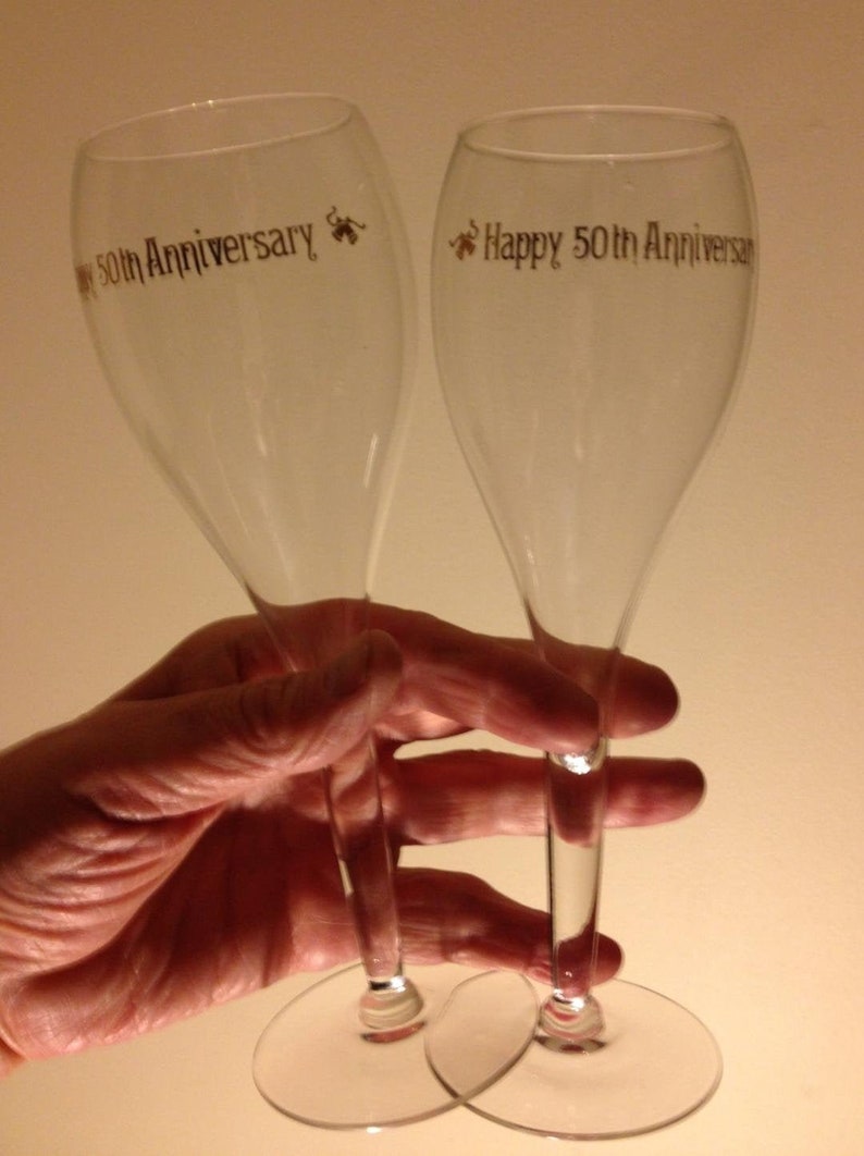 Wine Glasses 50th Anniversary Set 8.5 Tall x 3w Perfect With No chips No cracks Pristine /& Crystal Clear!!
