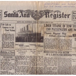 News 1912 Titanic April Article Santa Ana Register Etsy Ireland News 1912 Titanic April Article Santa Ana Register Etsy Ireland