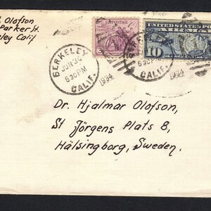 US 1934 Cover Sc 732/C7 Airmail Postal Cover USA To Sweden