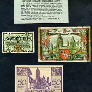 1920/1921 Notgeld 5 Ea Germany Emergency Money Notes Following WW1 Germany Inflationary Period Good To Very Good Condition