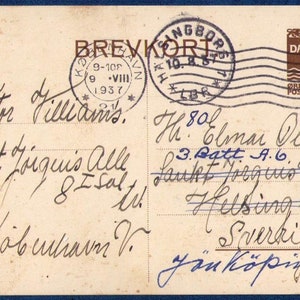 Dänemark (P248) 1937 Ganzsachen Kovenhavn nach Schweden verwendet 1932 Brevkort... 9.VIII.1937...