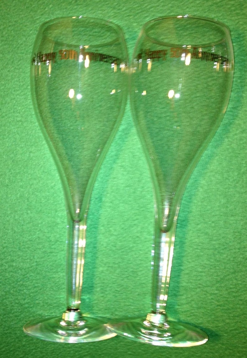 Wine Glasses 50th Anniversary Set 8.5 Tall x 3w Perfect With No chips No cracks Pristine /& Crystal Clear!!