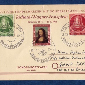 Pocztówka NRD 1952 Niemcy rzadkie pocztowe stacjonarne/Wagner Festspiele Sc#9n76/Sc#9n77/Sc#687
