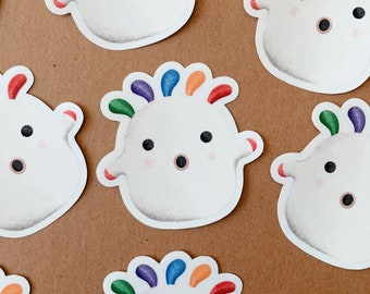 Animal Crossing Inspired Chonky Gyroid Squeakoid Clear Vinyl Matte Sticker