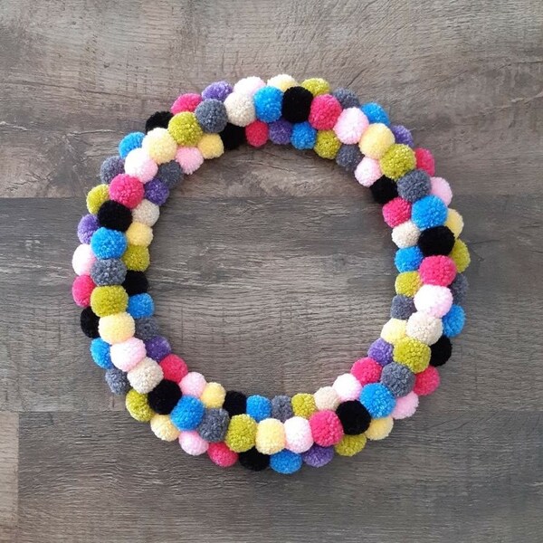 Wreath with Bow Pom Pom Pillow main image 1