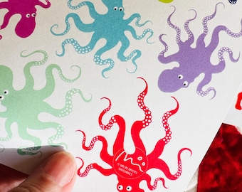 Bunter Oktopus Geschenkpapier: Geschenkpapier (50cm X 70cm)