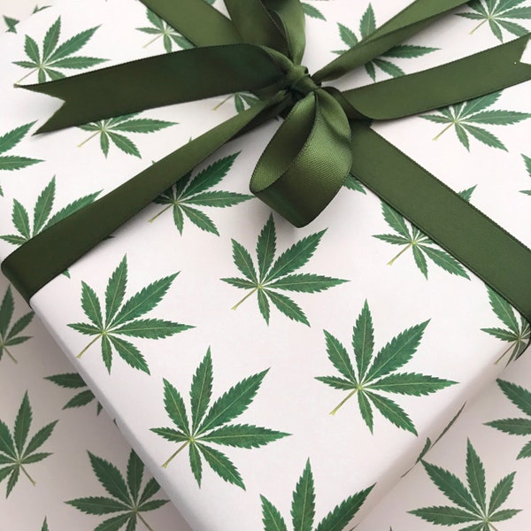 Cannabis Leaf Giftwrap • 20"X29” Wrapping Sheets • Painted Marijuana Leaf Wrapping Paper • High Quality Heavyweight Paper