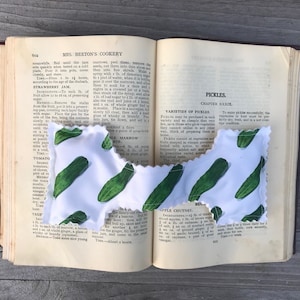 Pickle Print and Felt Weighted Page Holder • 9-inch Felt Paperweight with Glass Beads • Four Different Colors • Pickle Gift • Book Accessory