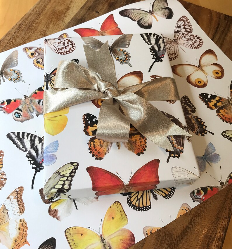 Butterfly Wrapping Paper Butterfly Giftwrap Painted Etsy