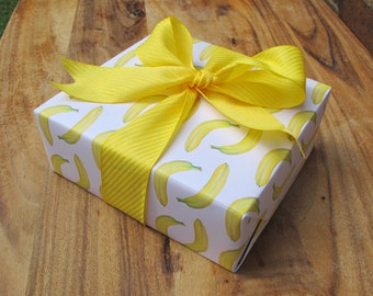 Papier do pakowania prezentów w kształcie bananów: ręcznie malowany papier do pakowania owoców tropikalnych (arkusze 20x29 cali)