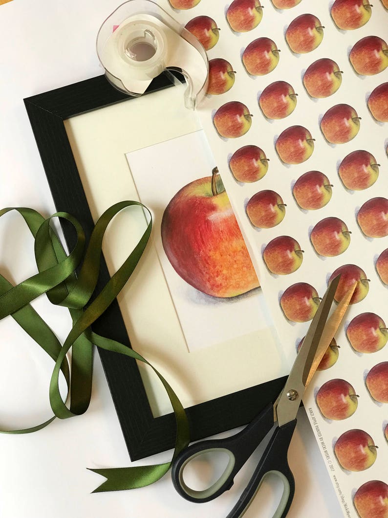 Apple Wrapping Paper Giftwrap Fruit Wrapping Sheets Apple Etsy