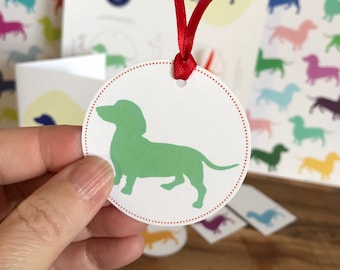 Biglietti e tag regalo con bassotti: colorati bassotti (PDF stampabile)
