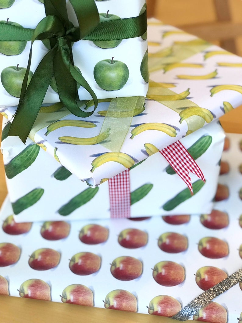 Apple Wrapping Paper Giftwrap Fruit Wrapping Sheets Apple Etsy