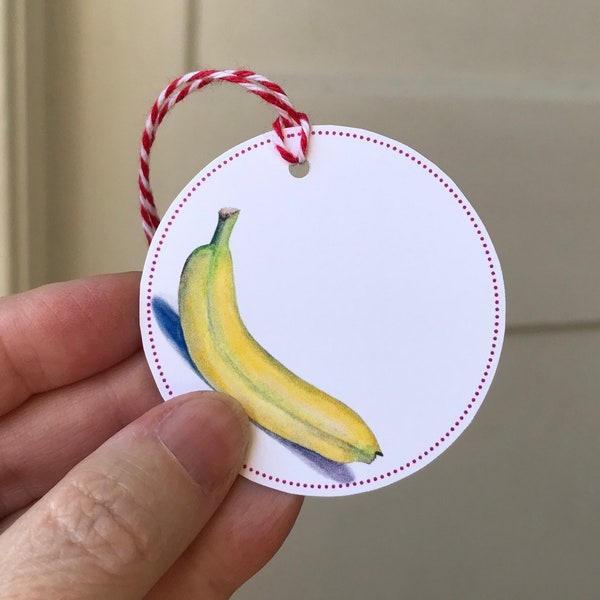 Banana Card and Gift Tags Instant Printable Download • Print It Yourself PDF • Card and Six Gift Tags