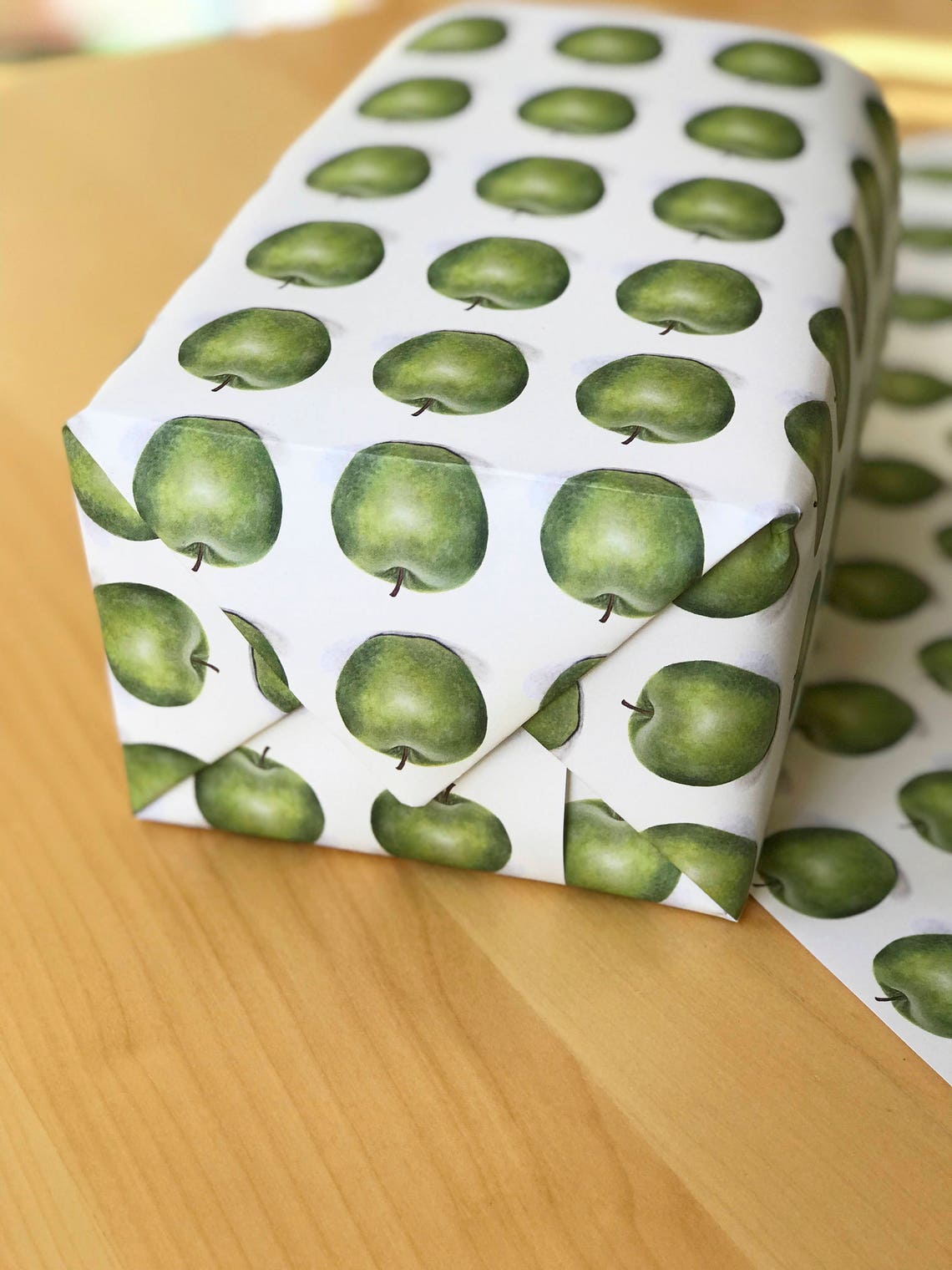 Green Apple Wrapping Paper Giftwrap Fruit Wrapping Sheets Etsy