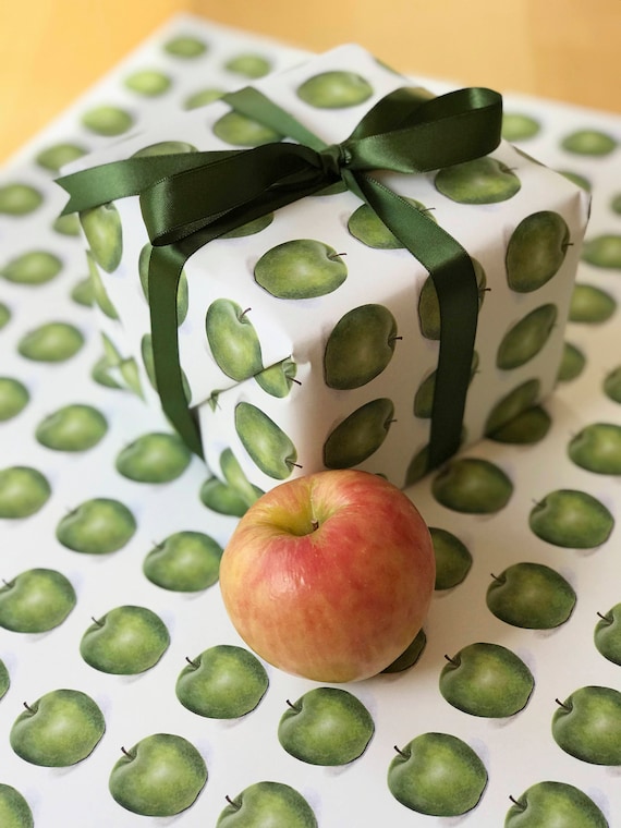 Green Apple Wrapping Paper Giftwrap Fruit Wrapping Sheets Etsy