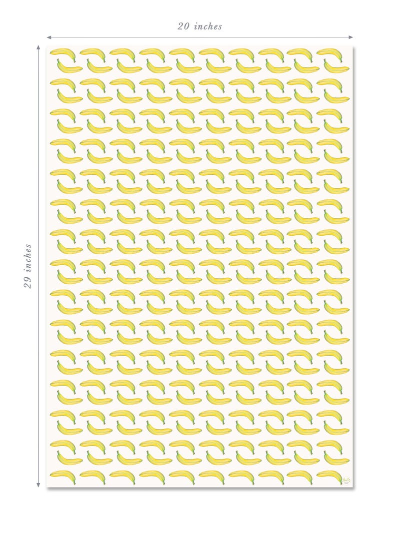 Bananpresentpapper: Handmålat omslagspapper med tropiska frukter (20x29” ark) bild 11