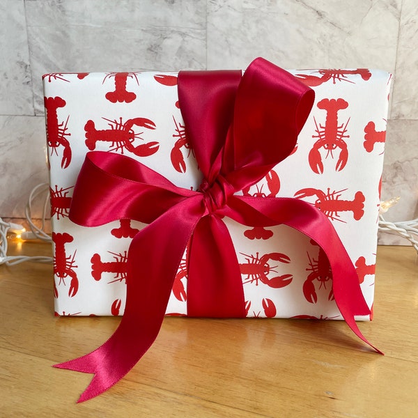 Lobster Giftwrap • Thick High Quality 20”X29” Wrapping Sheets • Crustacean Wrap • Red Lobsters • Seafood Giftwrap
