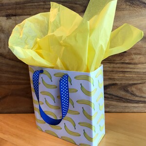 banana gift bag iwth yellow tissue paper