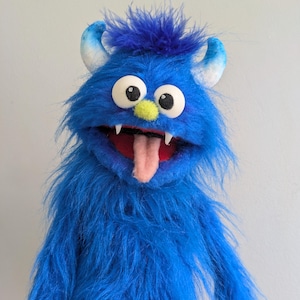 Jacob small blue fuzzy monster puppet