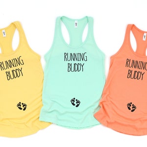 Running Buddy Tank, Pregnancy Announcement, Maternity Running Tank, Pregnancy Running Tank, Pregnancy gift, Pregnant Running Tank