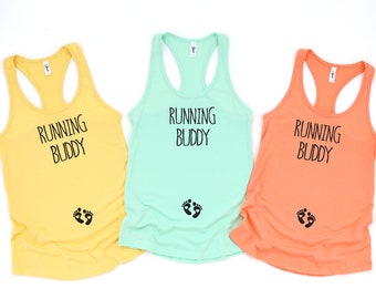 Running Buddy Tank, Annonce de grossesse, Maternité Running Tank, Grossesse Running Tank, Cadeau de grossesse, Enceinte Running Tank