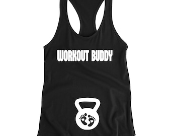 Workout Buddy, Pregnancy Gift For Baby Shower, Womens Pregnancy Workout, Pregnant Tank For Her, Mothers Day Gift For Expecting Mom to Be