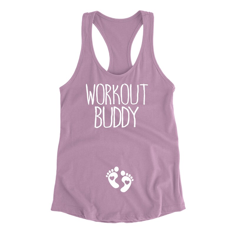 Pregnancy tank top Workout buddy tank top Pregnancy shirt