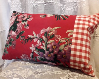 Red gingham pillow | Etsy Red Gingham Letter W Throw Pillow Case