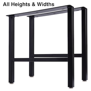Ensemble de 2 pieds de table en métal avec cadre en H (10 à 35 pouces) pour salle à manger, tables basses ou de canapé, bureaux ou bancs - Droit/carré