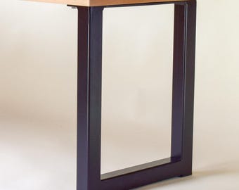 2x U Shaped Legs of Square Tubed Metal Table Legs (10" - 35" ) - Matte Black Steel U-Frame - Perfect for Side Table, Ikea Hacking